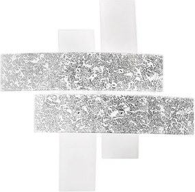 Lampa sufitowa Lara Small z białego szkła i srebrnych detali, 50x50 cm, 2xE27 max 52 W, IP20, nowoczesny styl