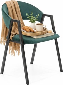 Zielone welurowe krzesło retro H2-C49