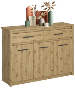 Komoda OPIA 125,4 cm Trzydrzwiowa z Szufladami Dąb Artisan