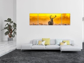 Obraz - Jeleń o wschodzie słońca (170x50 cm)