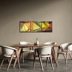 Obraz - Wielokątna abstrakcja 3D (z zegarem) (90x30 cm)
