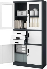 Biurowa szafa aktowa z sejfem Filip 90x40x185 cm antracyt/biały