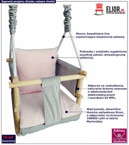 Różowa huśtawka kubełkowa dziecięca S9-H18