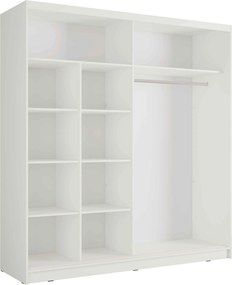 Szafa Przesuwna VEYDAR 205 cm z Lustrem Szafa Dwudrzwiowa, Biały