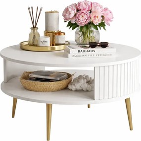 Biały okrągły stolik kawowy z półką S0-Z71
