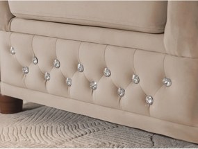 Beżowy aksamitny rozkładany narożnik (prawostronny/w kształcie litery L) York Blik – Ropez