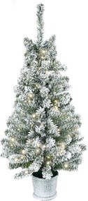 HOMCOM Mini Choinka Ø40x90 cm, z efektem śniegu, 60 diod LED, ognioodporna, plastik, Zielony/Biały | Aosom PL