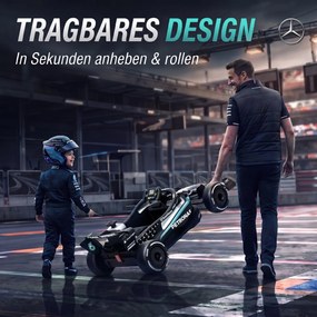 AIYAPLAY Mercedes-AMG PETRONAS F1 12 V Elektryczny gokart dla dzieci z akumulatorem litowym, 2 silniki, miękki start | Aosom PL