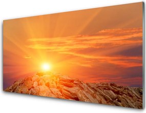 Panel Szklany do Kuchni Szczyty Gór O Zachodzie