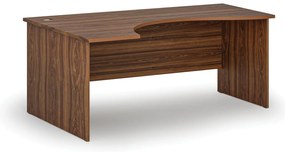 Ergonomiczne biurko PRIMO WOOD, 180x120 cm, lewe, orzech