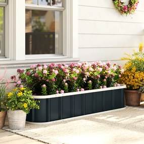 Outsunny Grządka podwyższona stalowa, skrzynia do sadzenia z zatrzaskami, zagięta krawędź, inspekt 136 x 52 x 31 cm Ciemnoszary | Aosom PL