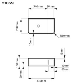 Umywalka z kamienia syntetycznego nablatowa / wisząca prostokątna zielona 43 cm x 25 cm EVELIA Green