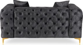 Sofa SORRENTO 2S Dwuosobowa Czarna Welurowa Nowoczesna Glamour