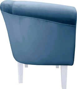 Fotel Milo tkanina Welur wygodny fotel tapicerowany do salonu i sypialni : Kolor nogi - Biała, Kolor tkaniny - VELVET - MG33, Wysokość nogi - 20 cm