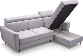 Masseno Narożnik SAPORE z funkcją spania i pojemnikiem na pościel Narozniki L, Rozkładana sofa - Szary, DENVER 16