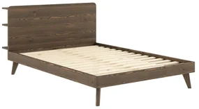 Brązowe łóżko dwuosobowe z drewna sosnowego ze stelażem 180x200 cm Retreat – Karup Design