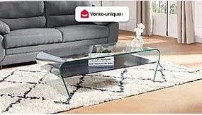 Stolik kawowy KELLY - Szkło hartowane - Półka lakierowana na czarno