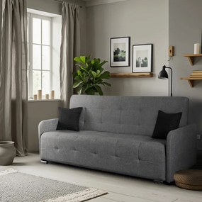 Sofa z Funkcją Spania ARIA Wersalka Rozkładana Dwuosobowa Szara Nowoczesna do Salonu