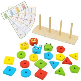 Woopie green układanka montessori piramidka zwierzątka 27 el. fsc