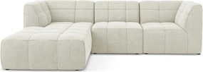 Beżowy narożnik z materiału bouclé (lewostronny/z szezlongiem) Aloha – Makamii