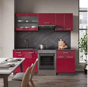 Aneks kuchenny czerwony wysoki połysk/antracyt 200x60x81.6 r-line