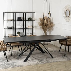 Stół Rozkładany Prostokątny MAXIME 160-240 cm Ceramiczny Czarny Marmur do Jadalni Nowoczesny Loft