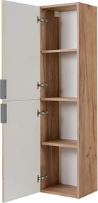 Szafka łazienkowa, dąb Gold Craft, uchwyt srebrny, 27 x 35 x 136 cm