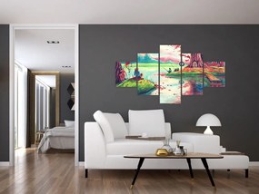 Obraz - Akwarela, Bay in a mountain village (125x70 cm)