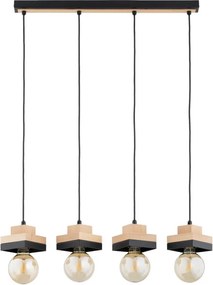 Żyrandol na linku MIKO 4xE27/15W/230V czarny/beżowy
