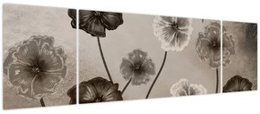 Obraz - Rysowane kwiaty (170x50 cm)