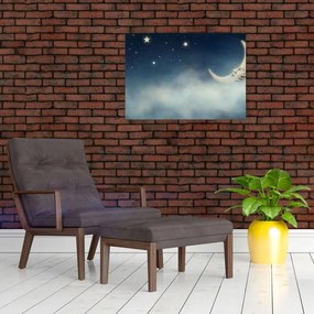 Obraz - Księżyc z gwiazdami (70x50 cm)
