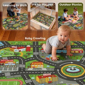 AIYAPLAY Mata do raczkowania, mata do zabawy 160x100x0,5cm, antypoślizgowa mata z motywem miasta do pokoju dziecięcego | Aosom PL