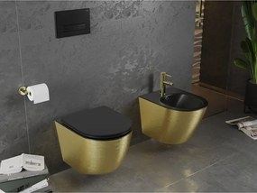 Mexen Lena bidet wiszący, czarny mat/złoty wzór linie - 35224877