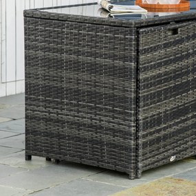 Outsunny Zestaw Mebli Ogrodowych Rattanowych 5 Części Stół Krzesła Sofa Stal Szary Komplet do Jadalni | Aosom PL