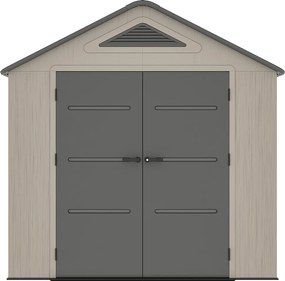 Domek ogrodowy z żywicy w kolorze beżowym i szarym 6,15 m² z podłogą – grubość 22 mm – ANTEVA