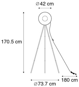 Lampa podłogowa czarna ze złotym trójnóg 42cm - MagnaxPrzemysłowy Oswietlenie wewnetrzne