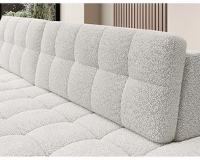 Kremowy rozkładany narożnik z materiału bouclé (lewostronny/z szezlongiem) Blezalt – ELTAP