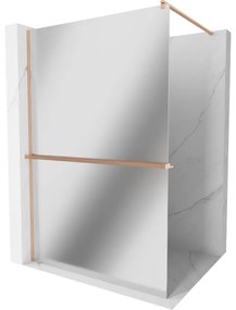Mexen Kioto+ ścianka prysznicowa z półką Walk-in 120 x 200 cm, lustro, miedź szczotkowana - 800-120-121-65-50