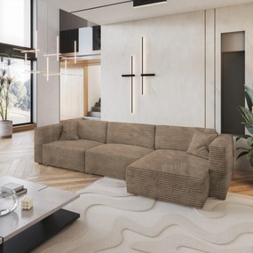 Masseno Narożnik TOLMO z funkcją spania i pojemnikiem na pościel Narozniki L, Rozkładana sofa - Beżowy, TILIA 17