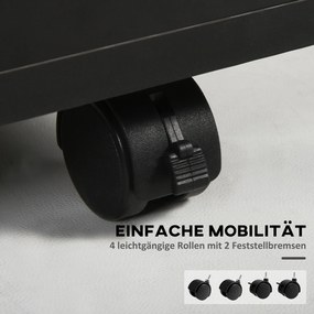 HOMCOM Kontener na kółkach z szufladami, 1 półka, 1 szuflada, 40 cm x 35 cm x 60 cm, Czarny