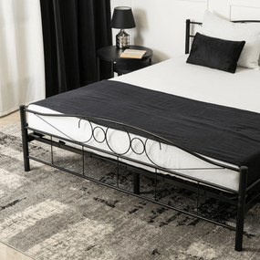 Łóżko Metalowe 160x200 cm ze Stelażem Dwuosobowe GRIFFIN Czarne