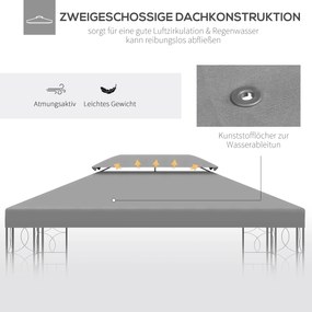 Zapasowy dach pawilonu Outsunny do metalowych pawilonów pawilon ogrodowy namiot imprezowy namiot ogrodowy poliester 3x4 m jasnoszary