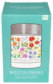 Termos na jedzenie dla dzieci w kremowo-srebrnym kolorze 450 ml Wild Flowers – Rex London