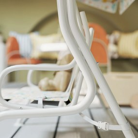 AIYAPLAY Huśtawka ogrodowa dla dzieci, rama stalowa, 2-osobowa, 60 kg nośności, Biała