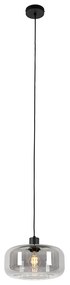 Lampa wisząca w stylu art deco czarna z dymionym szkłem - Bizle ArtDeco Oswietlenie wewnetrzne