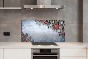 Panel szklany do Kuchni Szyszki i Bombki na Drewnie