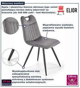 Szare tapicerowane krzesło metalowe E0-E52