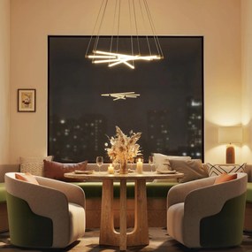 HOMCOM Lampa sufitowa LED, 50W, 5 regulowanych rur świetlnych, regulowana, lampa sufitowa do salonu, jadalni, kuchni, Złoty+Biały