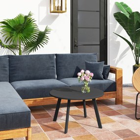 Metalowy Okrągły Stolik Kawowy Outsunny Odporny na Warunki Pogodowe Śr.70 x 42H cm Czarny