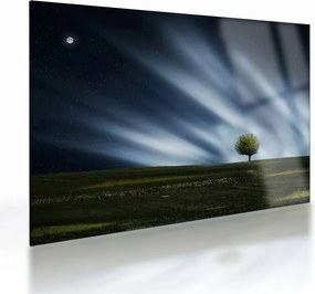 Obraz na szkle zorzy polarnej nad wrzosowiskami (70x50 cm)